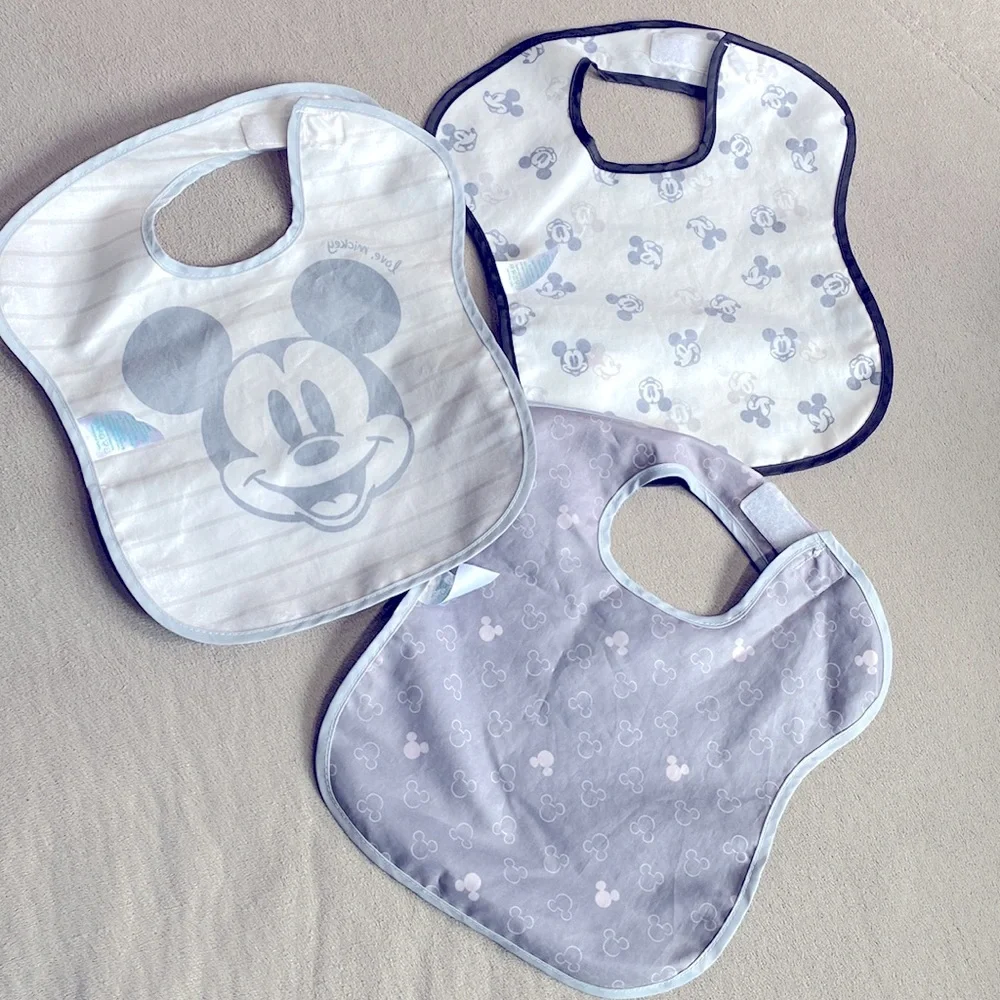 Disney Baby Disney Mickey Mouse 3 Piece Bib Set with Pockets !